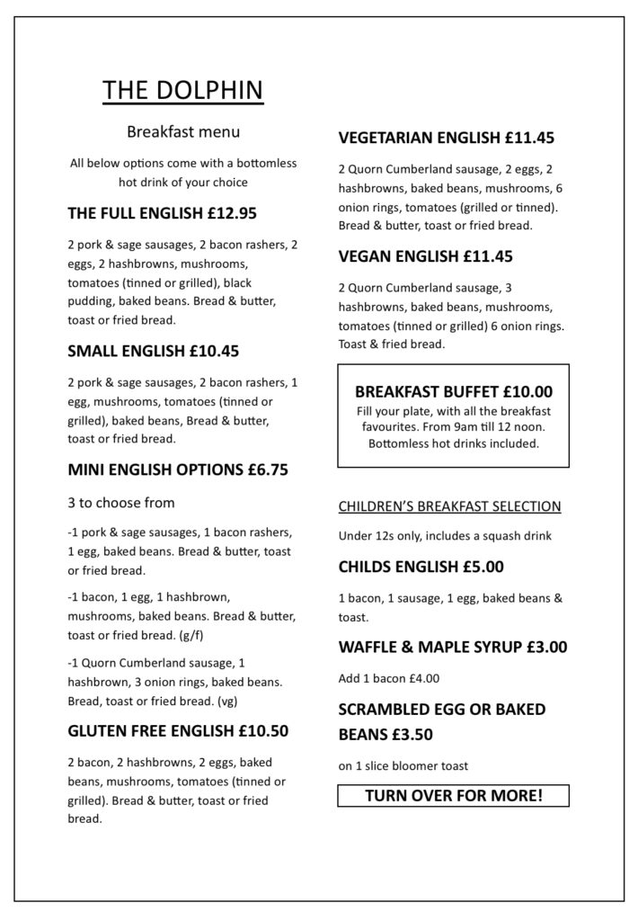 Menus - The Dolphin