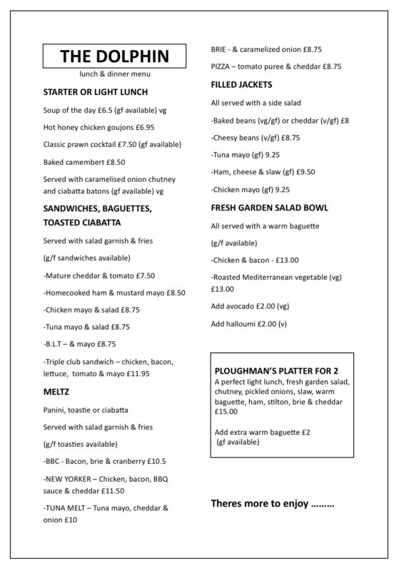 Menus - The Dolphin
